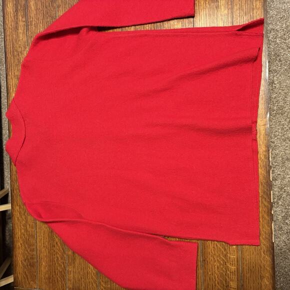 The Quacker Factory Cardigan Sweater Womens L Red Wool Rhinestone Heart Full Zip - Picture 6 of 7